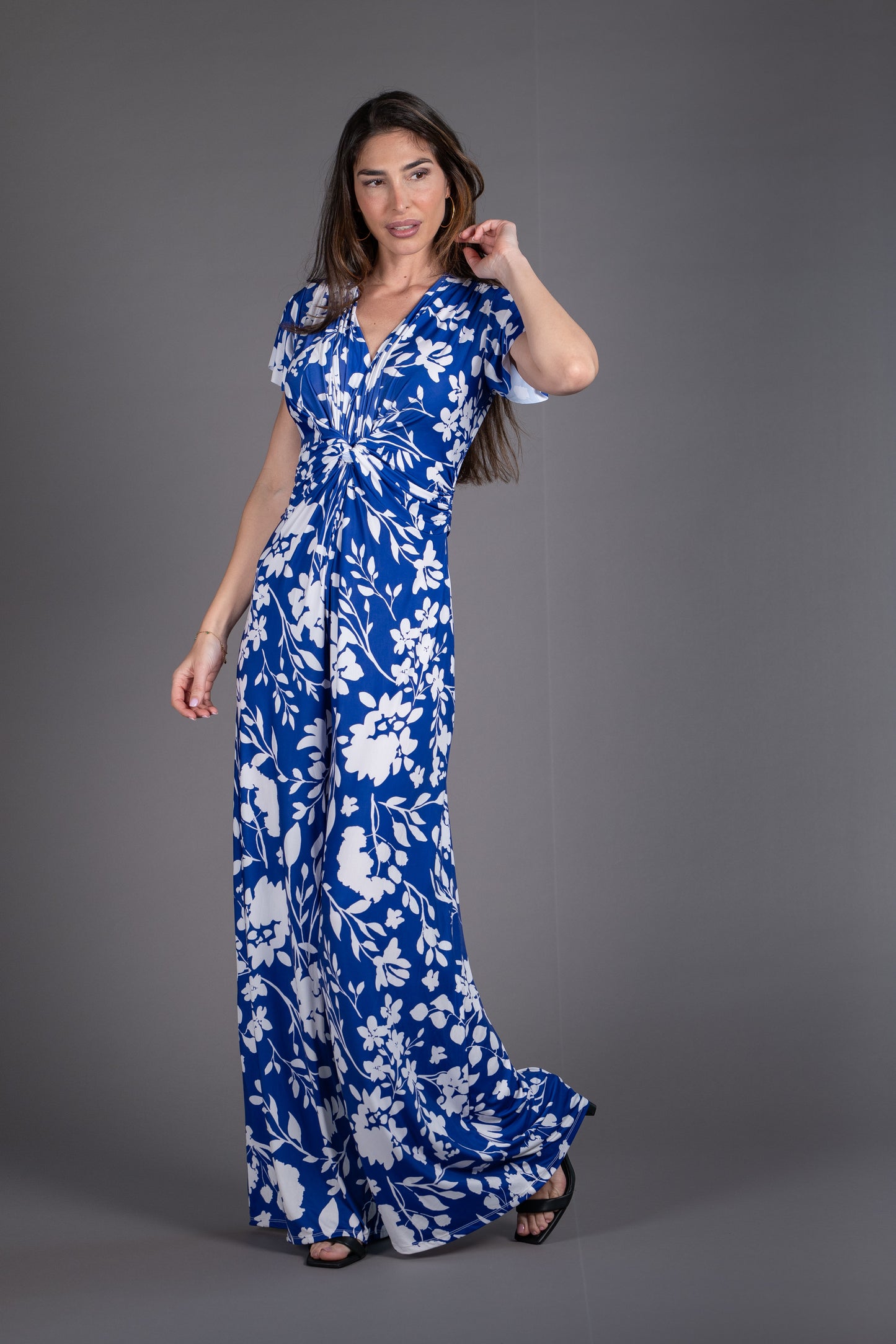 Mono nudo manga corta estampado azul y blanco