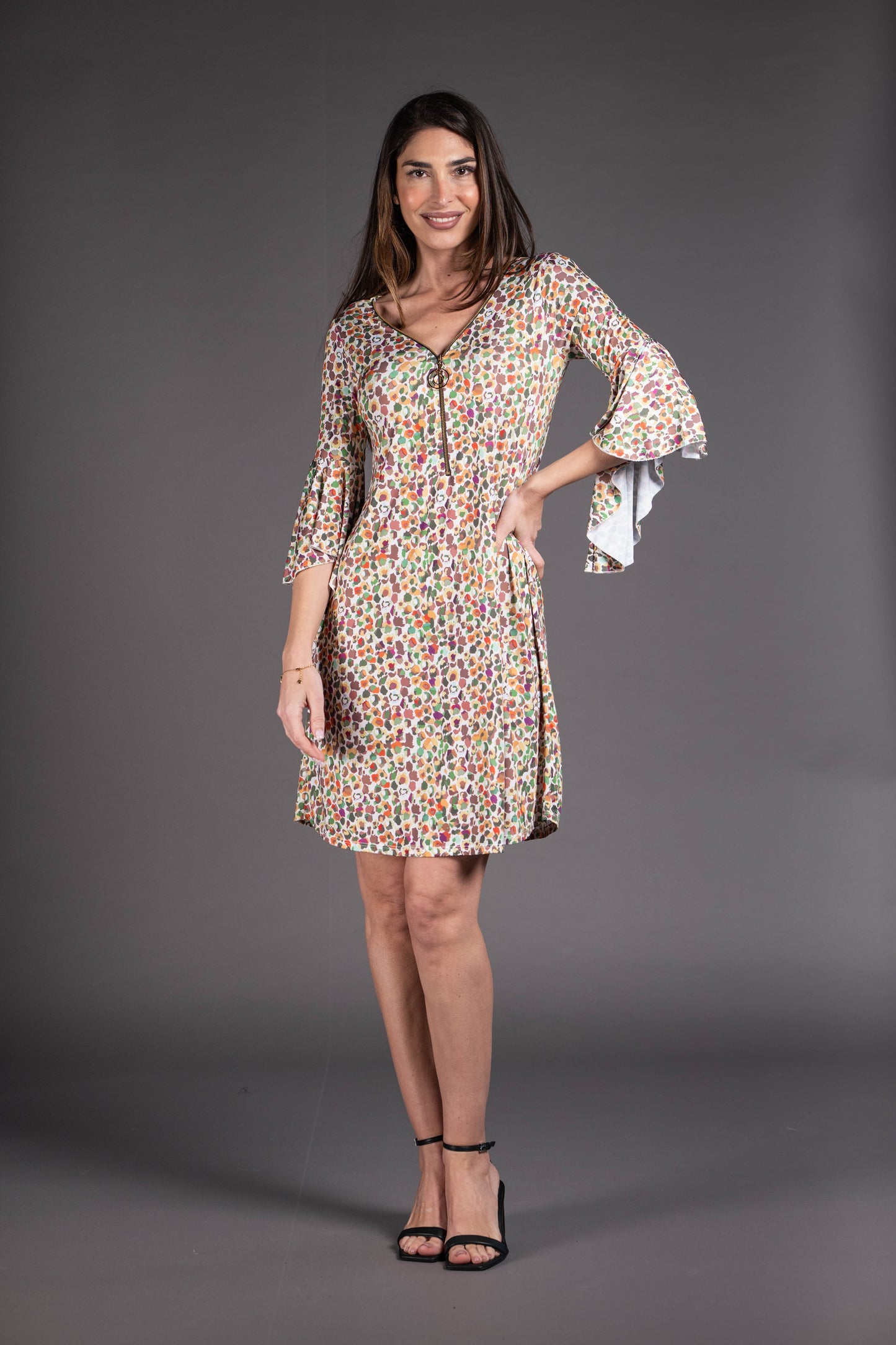 Vestido corto cremallera estampado 1