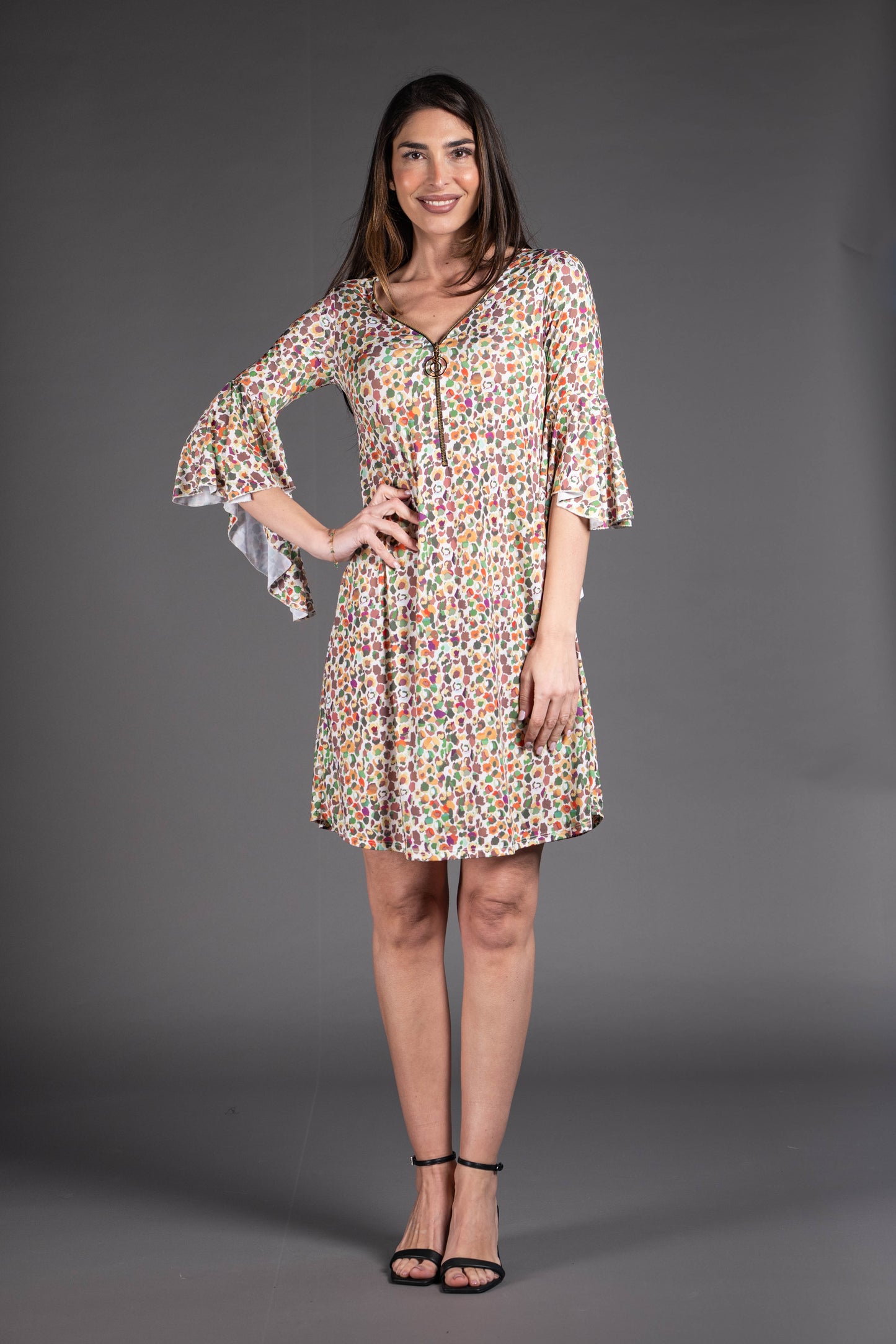 Vestido corto cremallera estampado 1