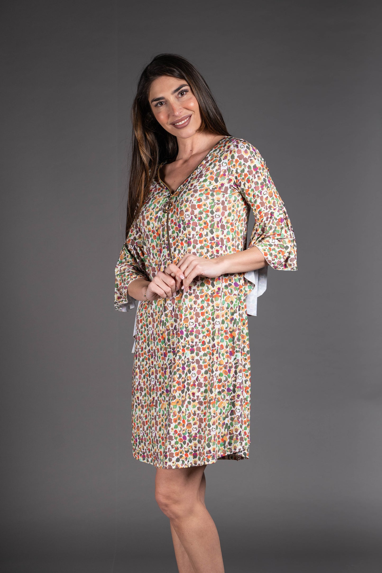 Vestido corto cremallera estampado 1