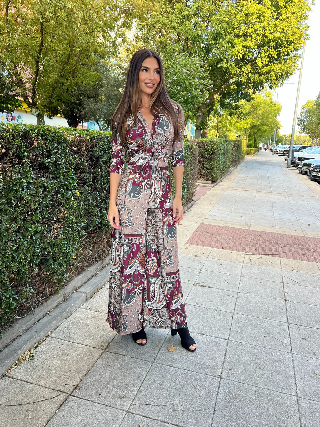 Mono nudo estampado cachemir granate