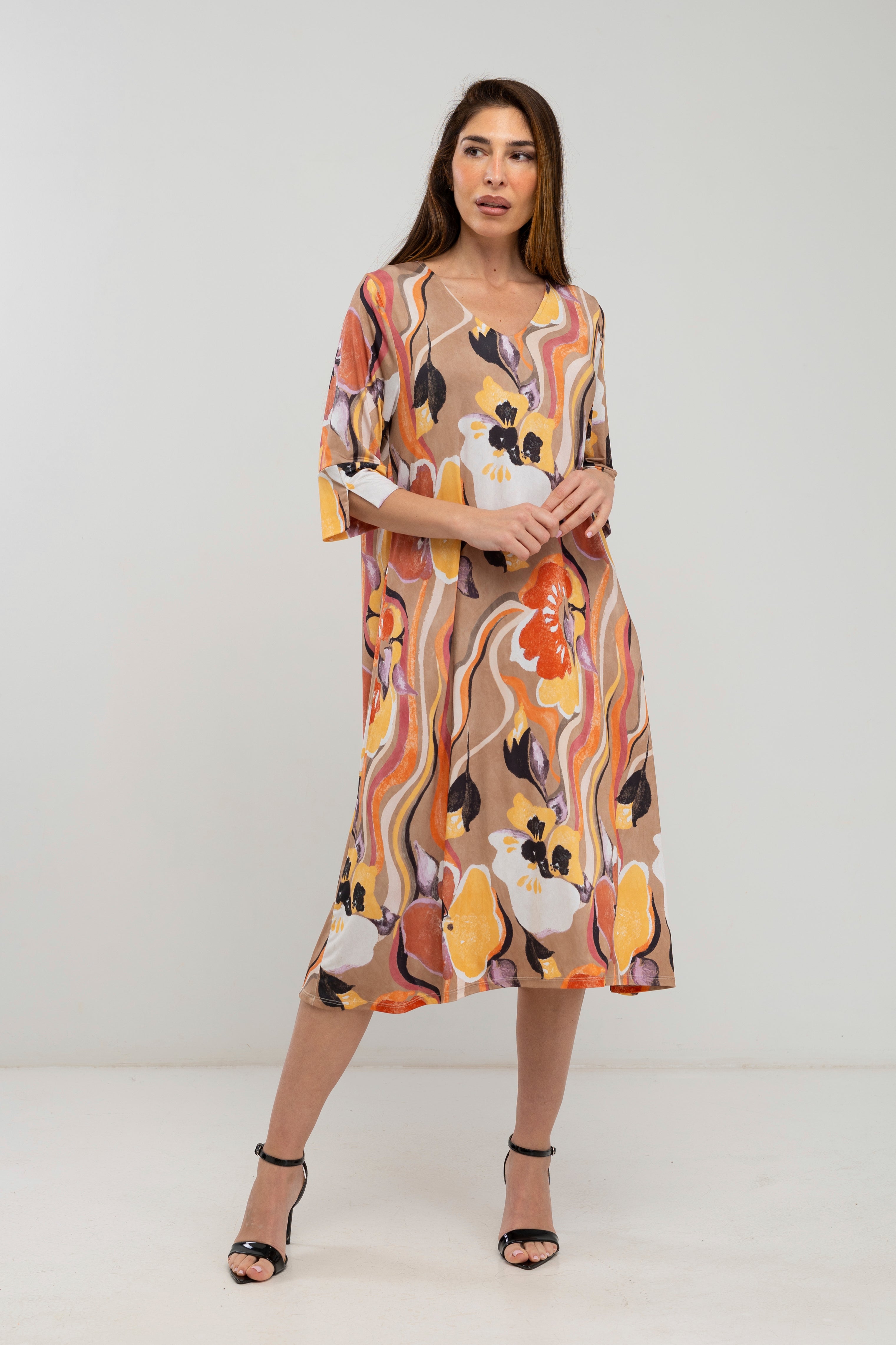 Vestido de punto midi estampado