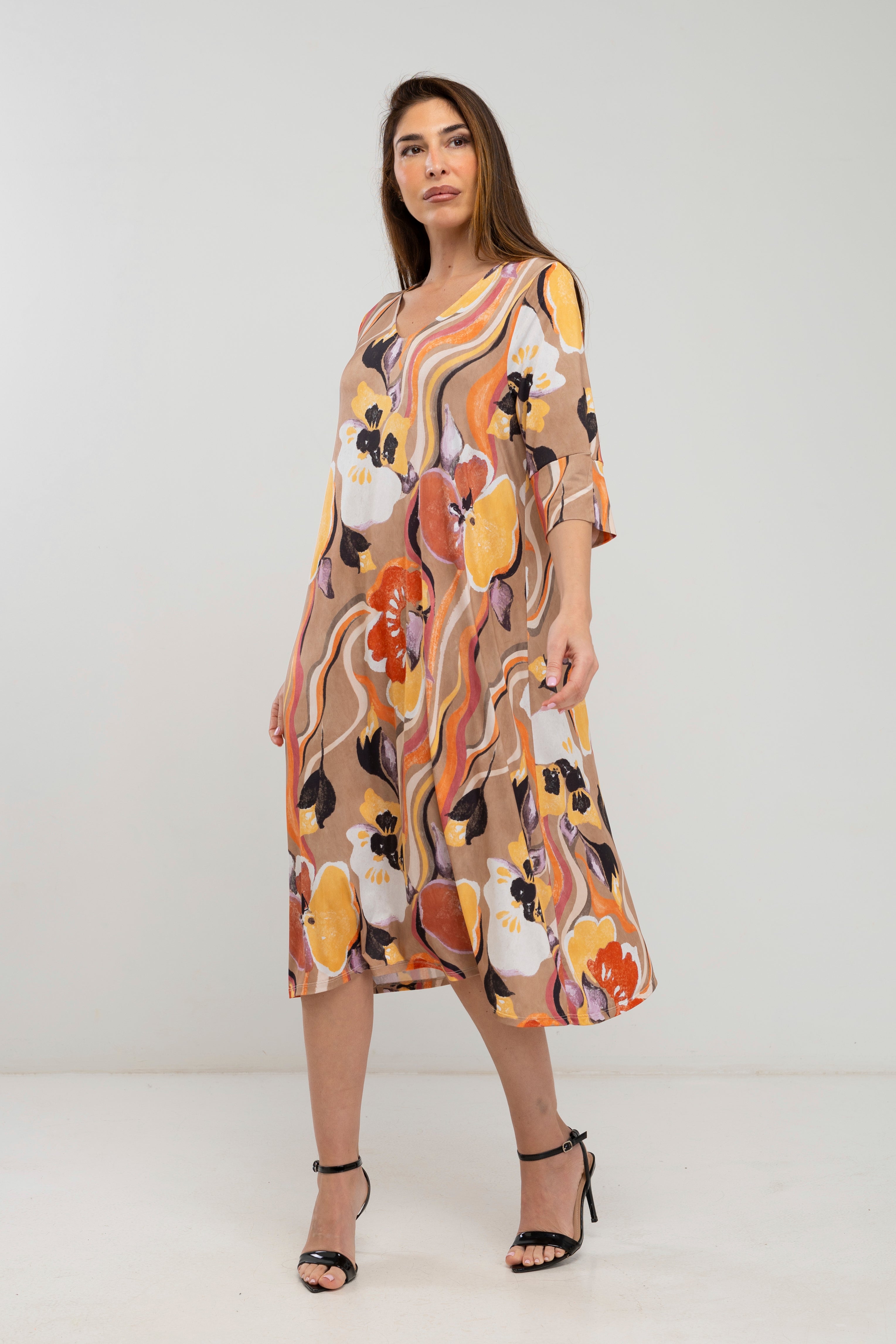 Vestido de punto midi estampado