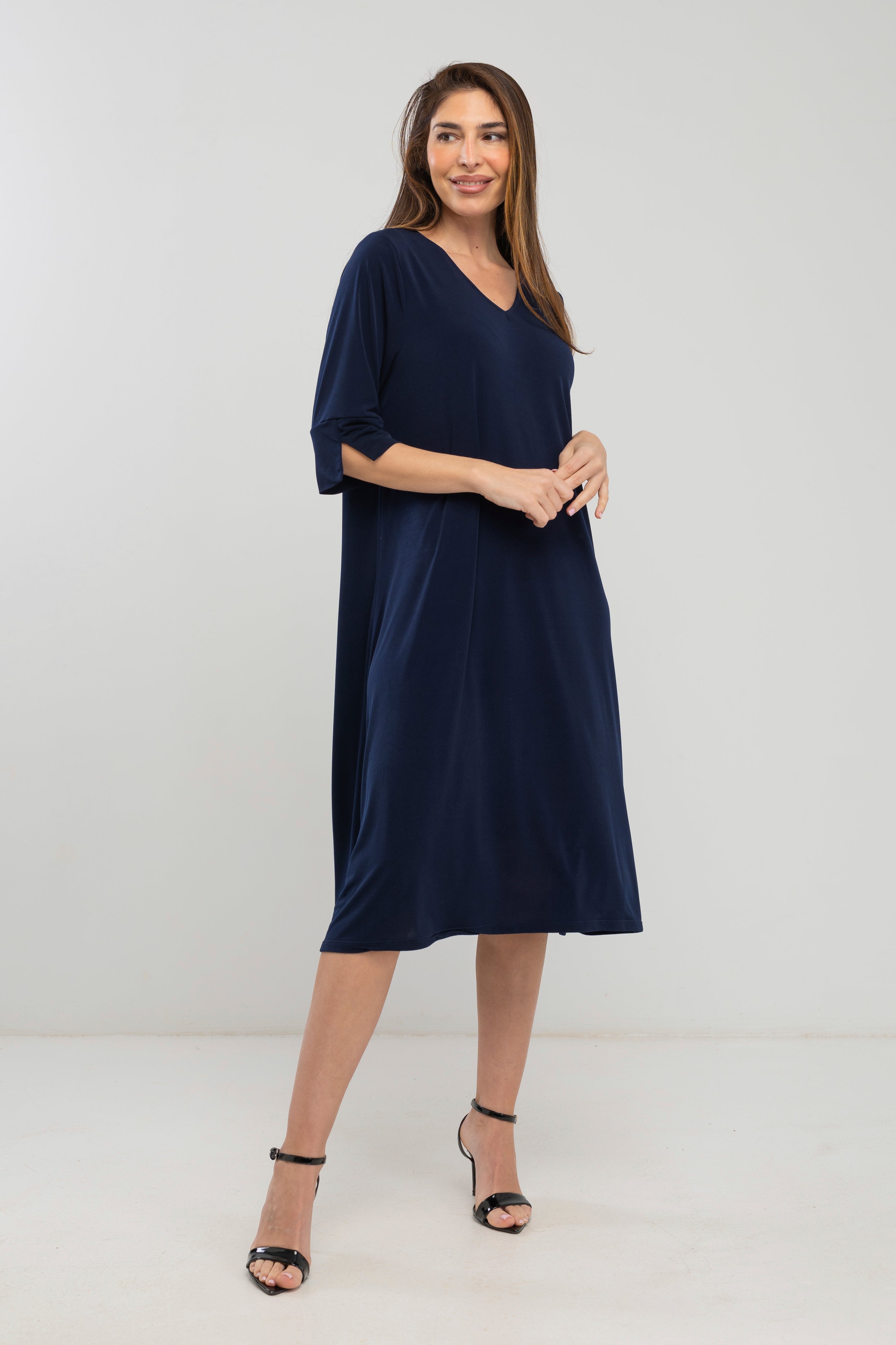 Vestido de punto midi liso