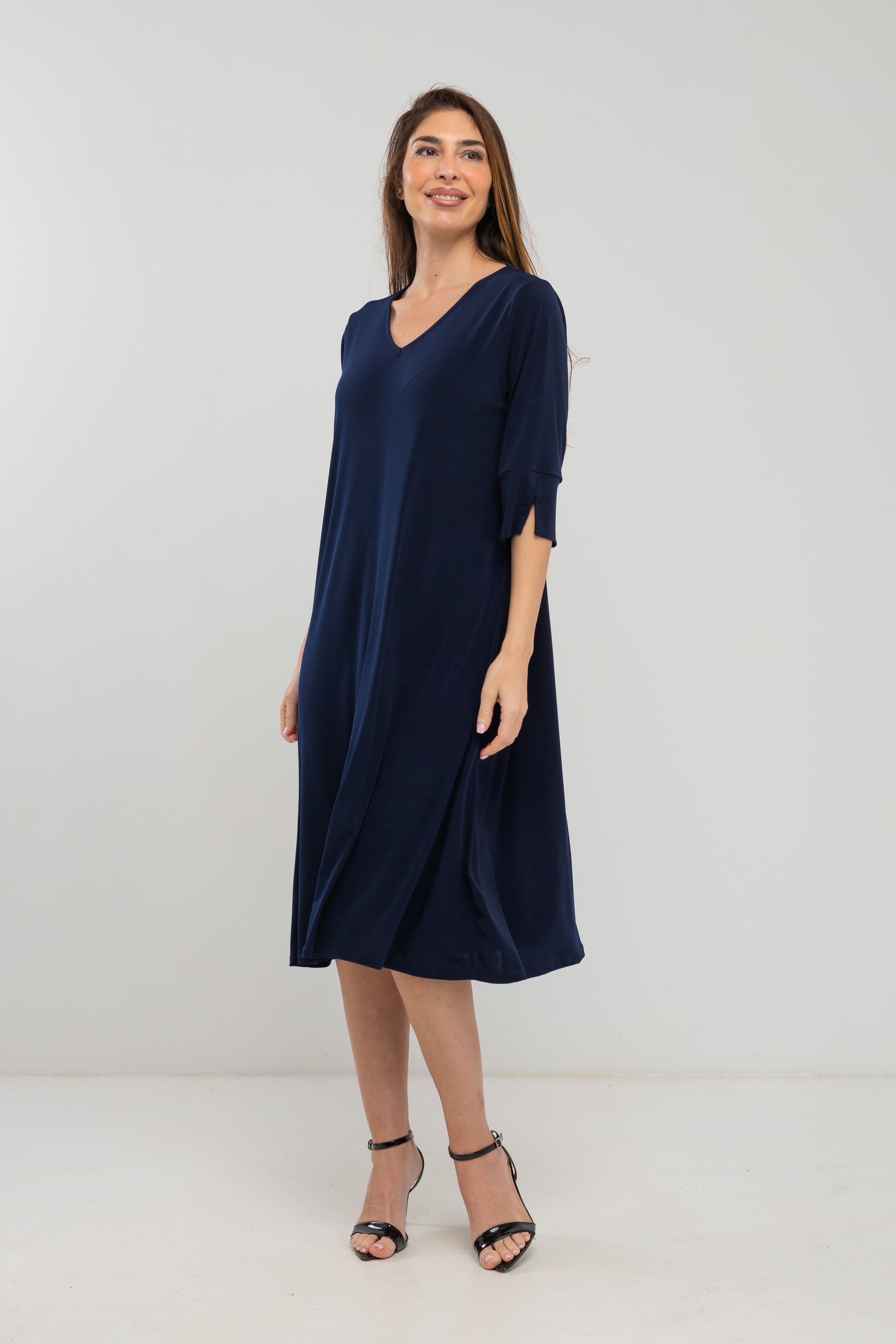 Vestido de punto midi liso