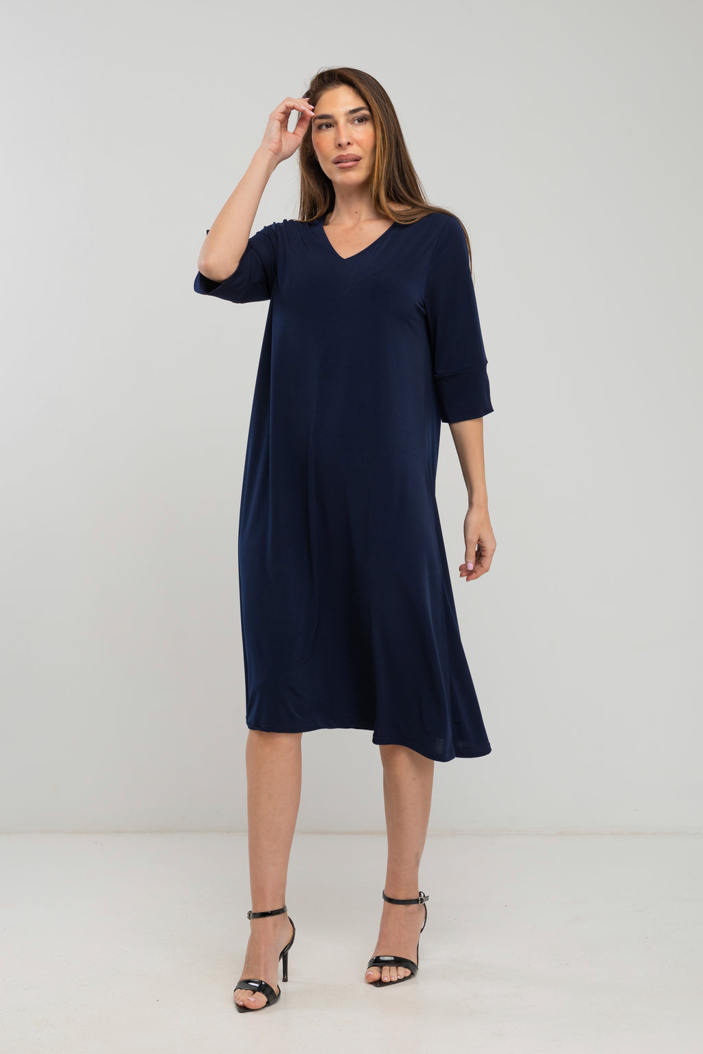 Vestido de punto midi liso