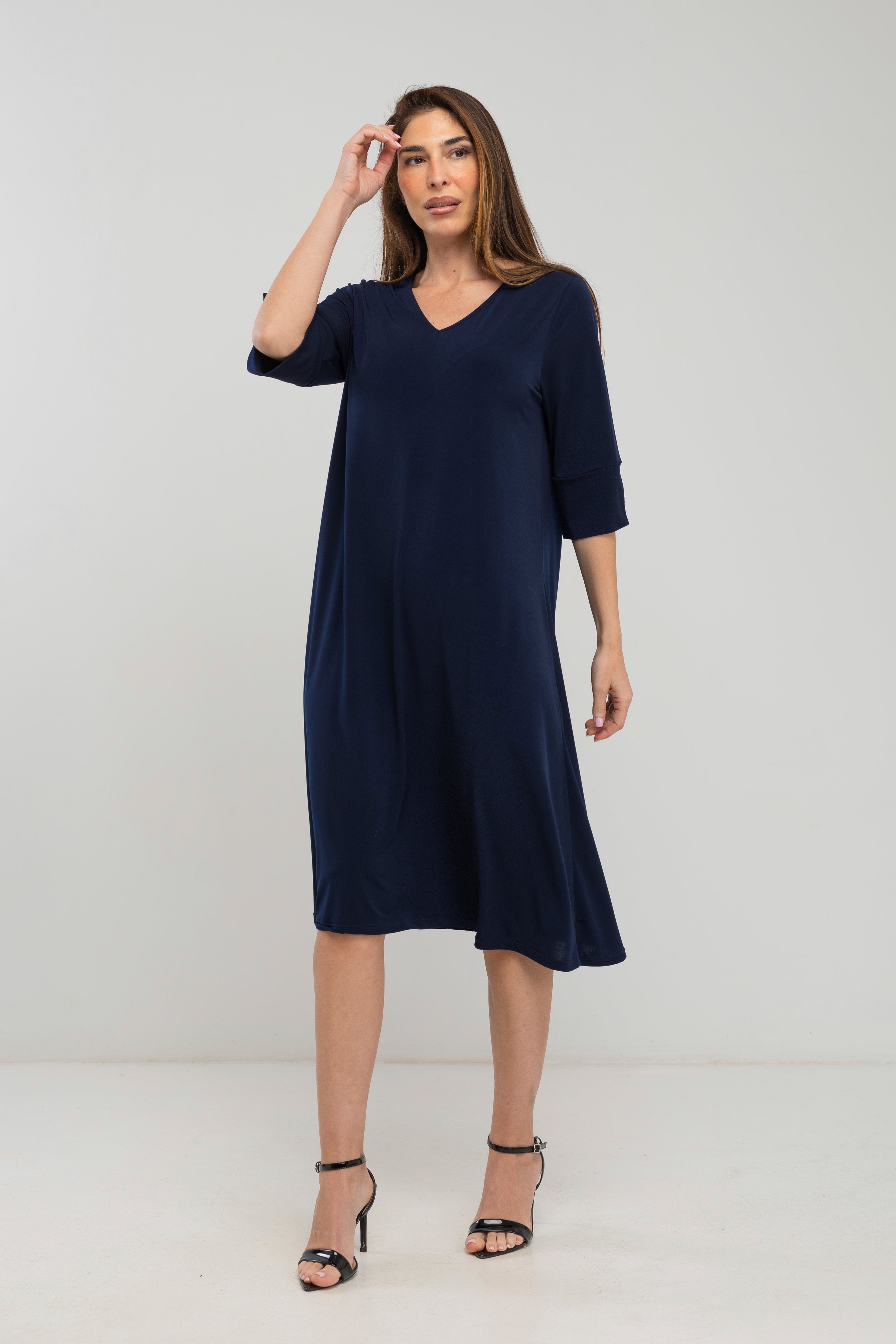 Vestido de punto midi liso