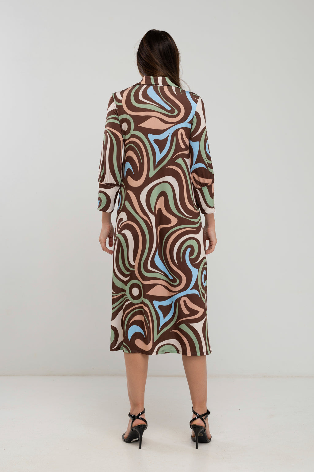 Vestido midi de cuello polo estampado