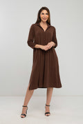 Vestido midi de cuello polo liso