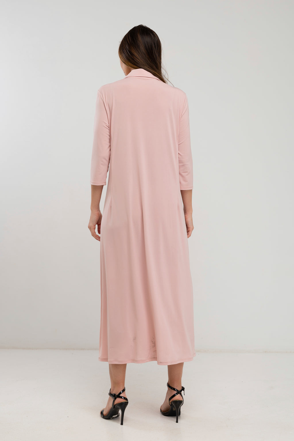 Vestido camisero largo de punto liso