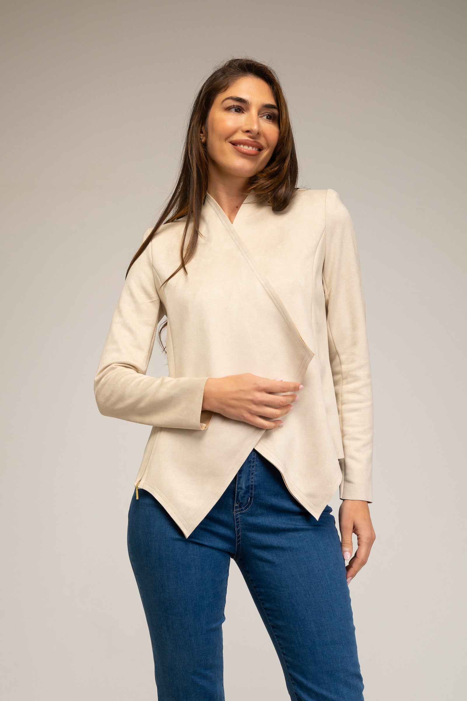 Chaqueta antelina crudo
