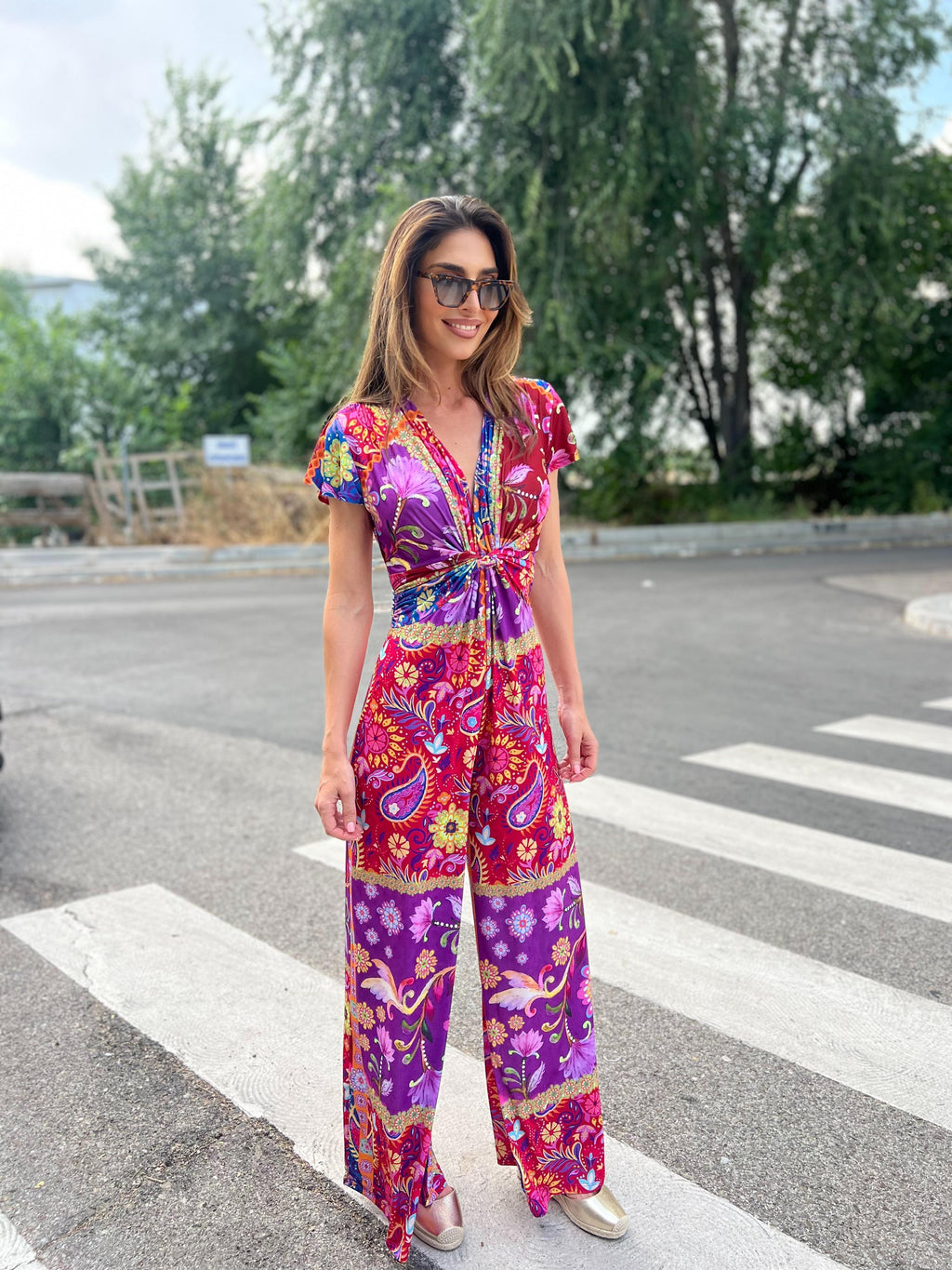 Mono nudo manga corta estampado patch fuxia/rojo