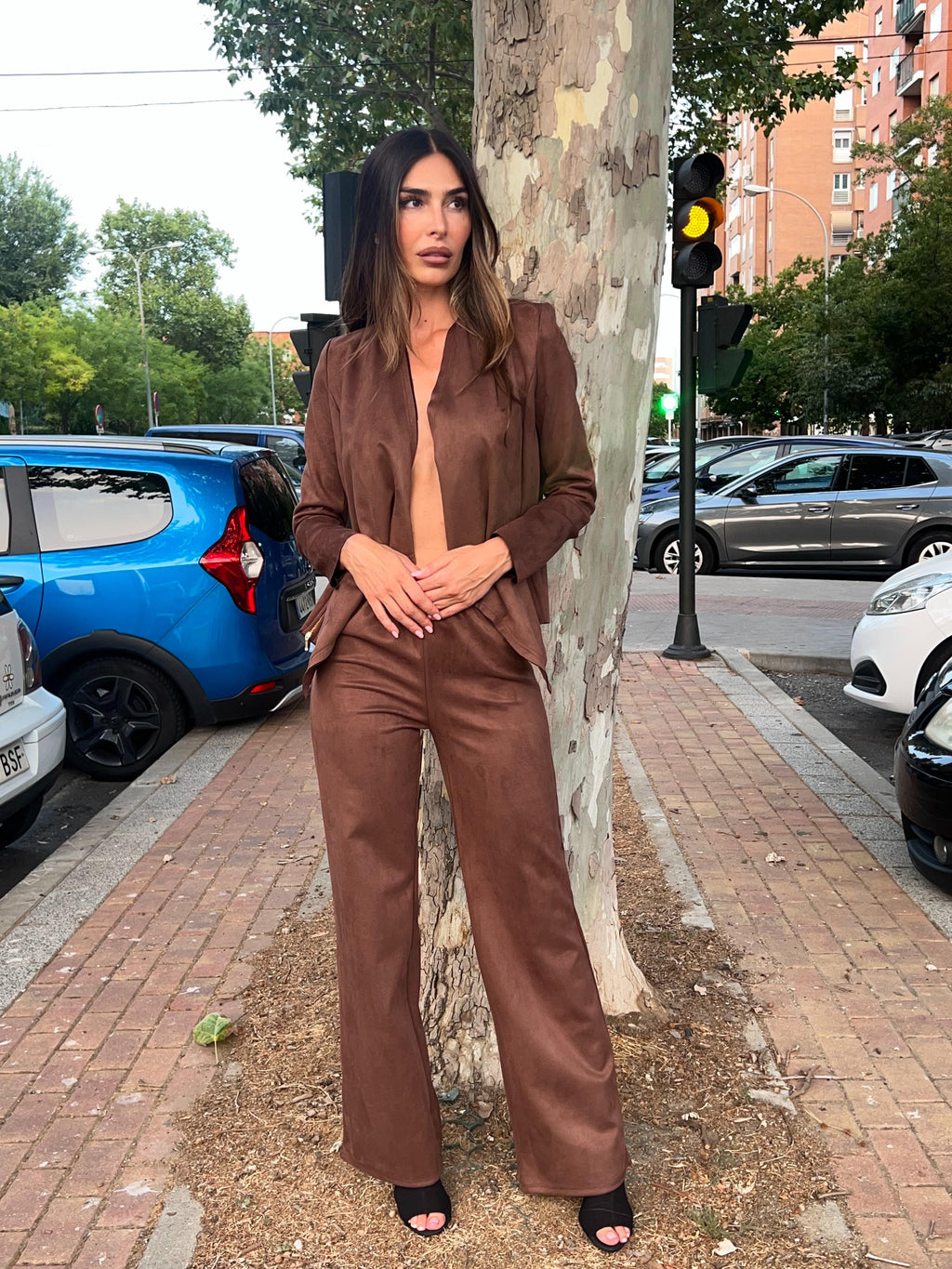 Chaqueta antelina choco