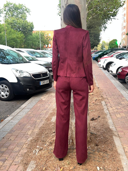 Chaqueta antelina granate