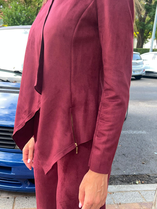 Chaqueta antelina granate