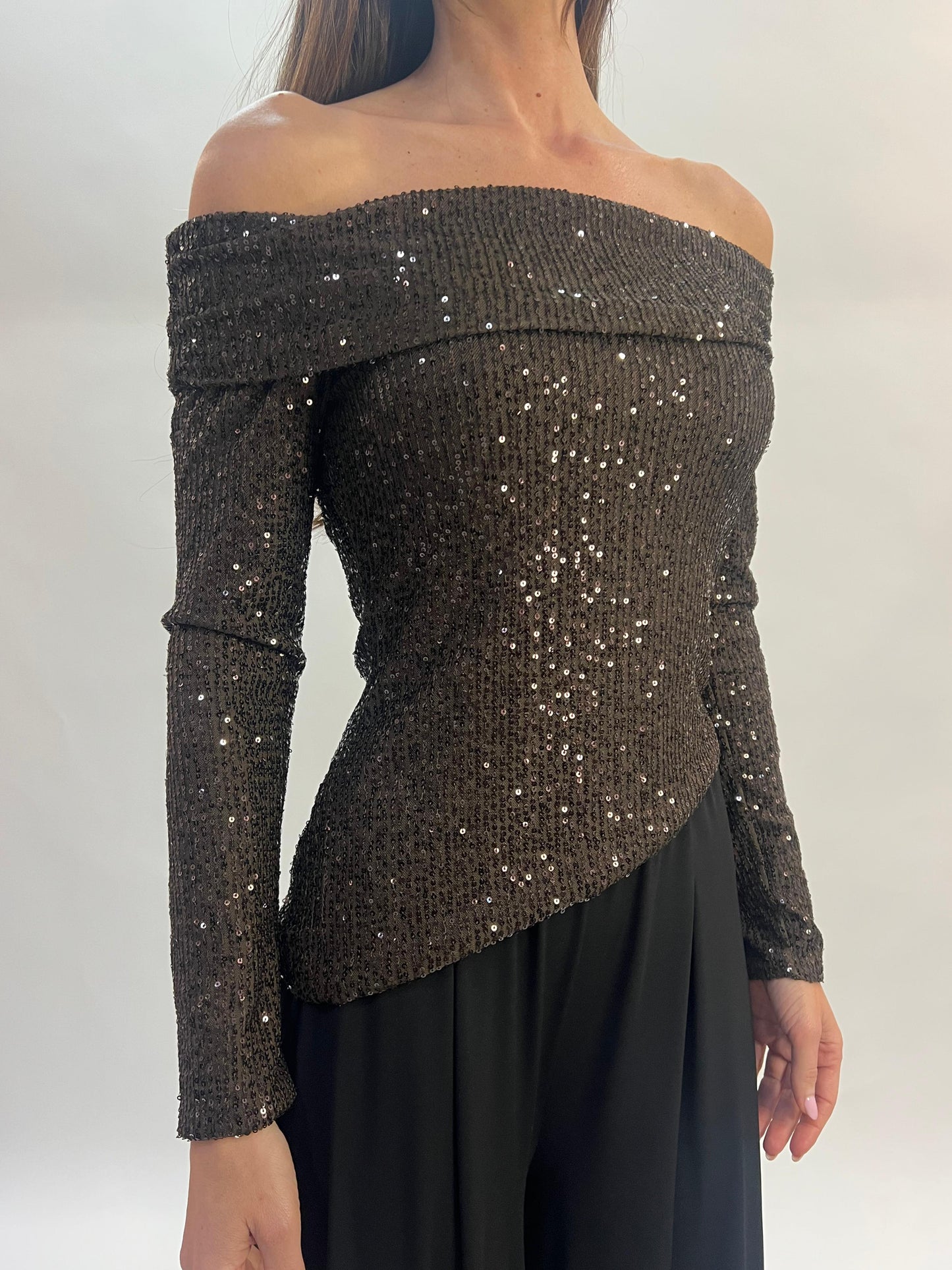 Top de Lentejuelas Escote Bardot