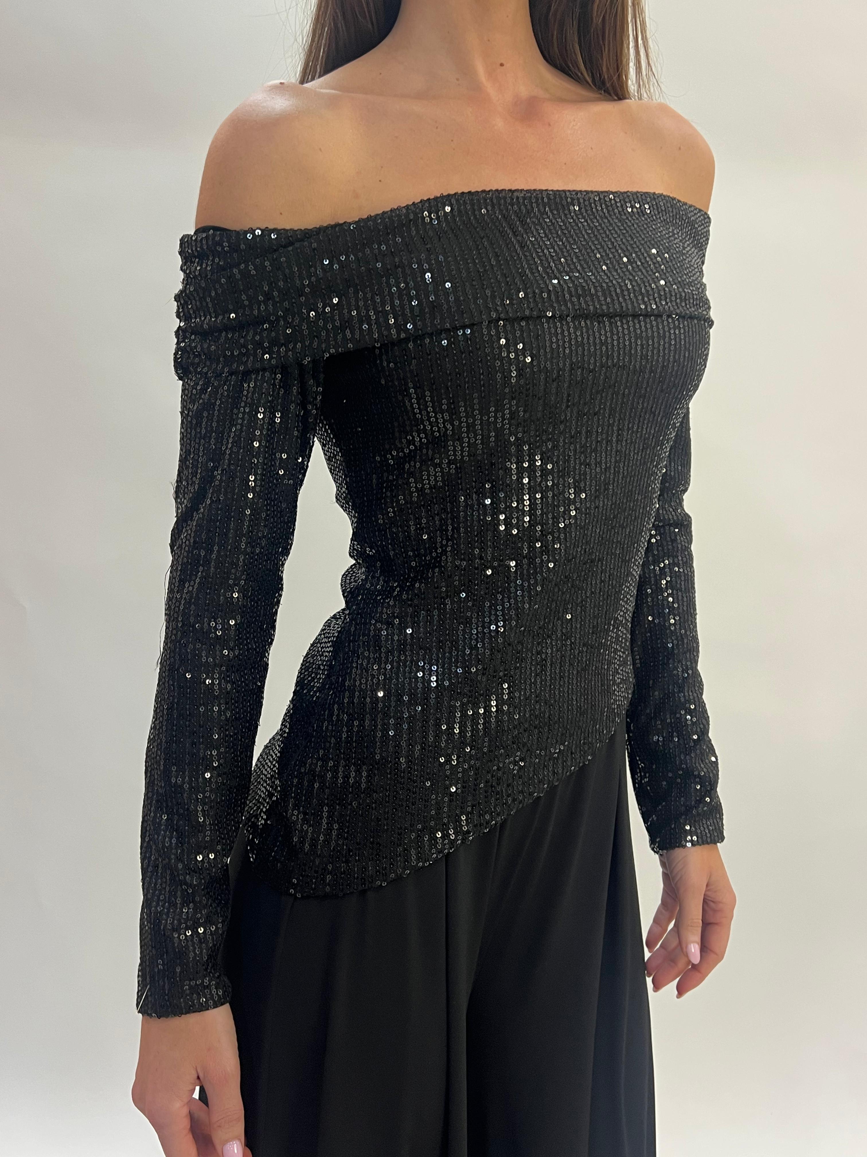 Top de Lentejuelas Escote Bardot