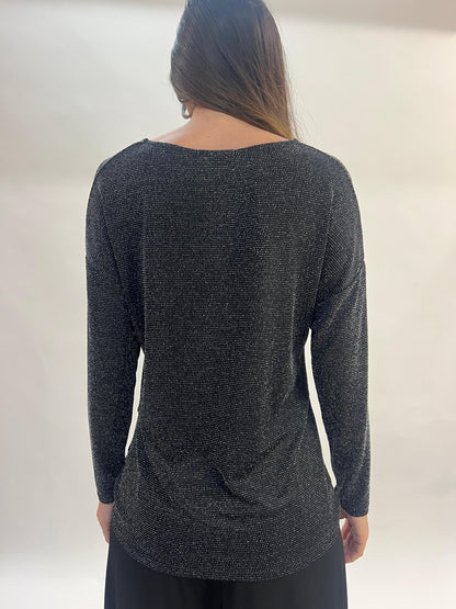 Camiseta de fiesta brillo con nudo frontal