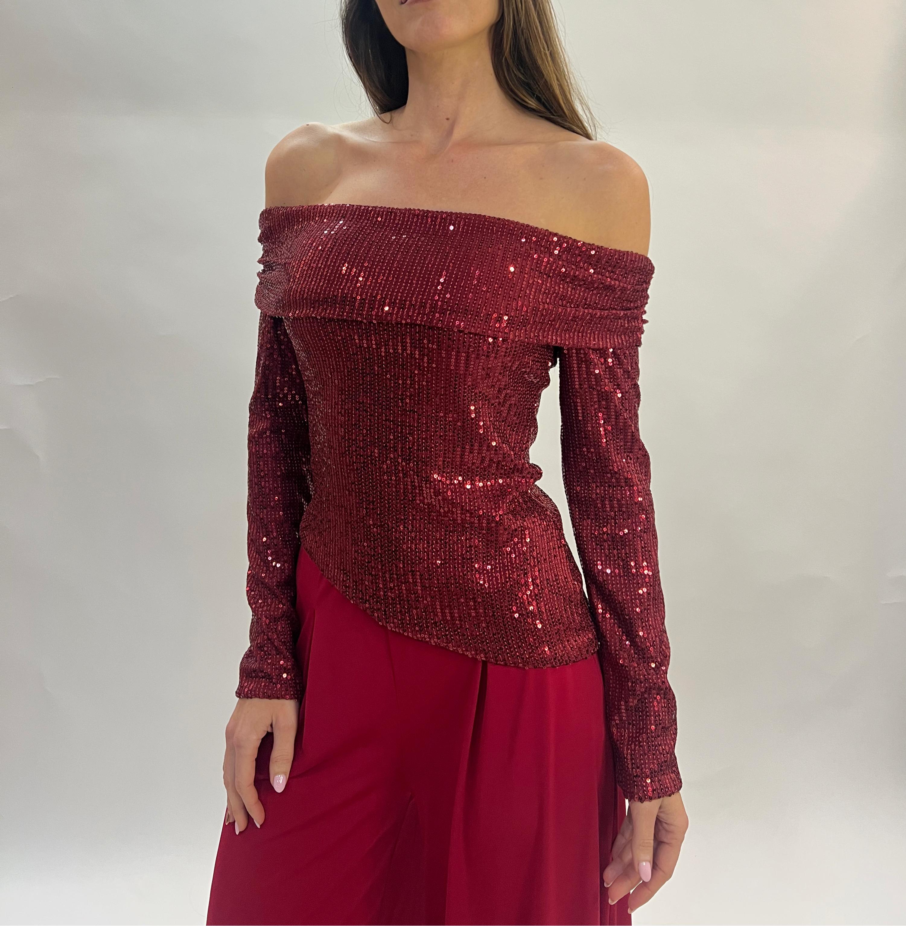 Top de Lentejuelas Escote Bardot