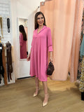 Vestido midi de cuello polo liso