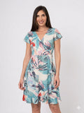 Vestido corto wrap topos estampado pinceladas verde