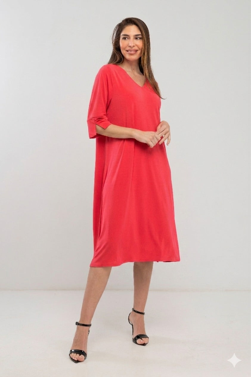 Vestido de punto midi liso