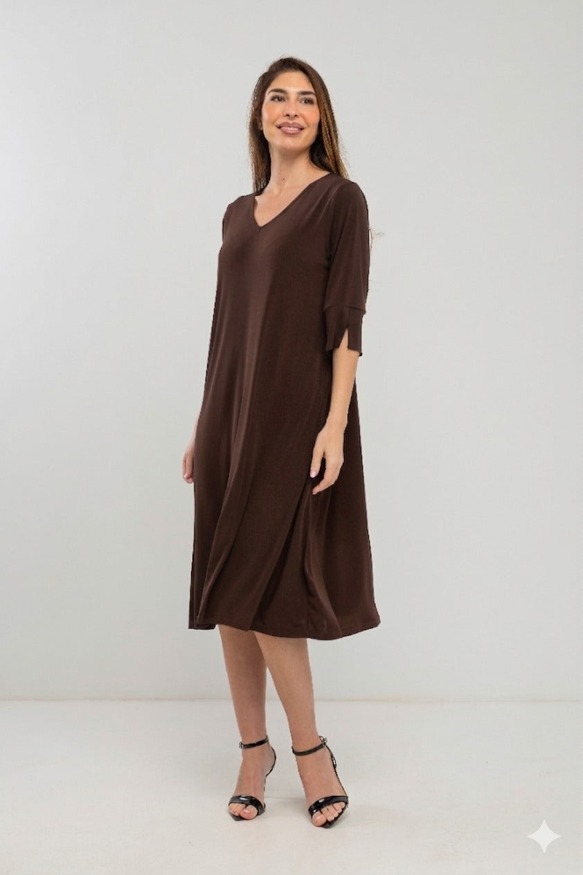 Vestido de punto midi liso