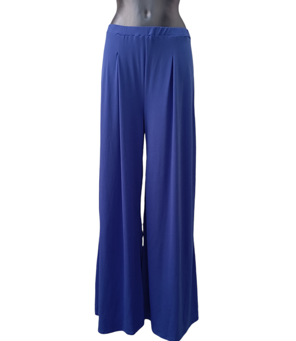 Pantalón palazzo con goma en la cintura azul