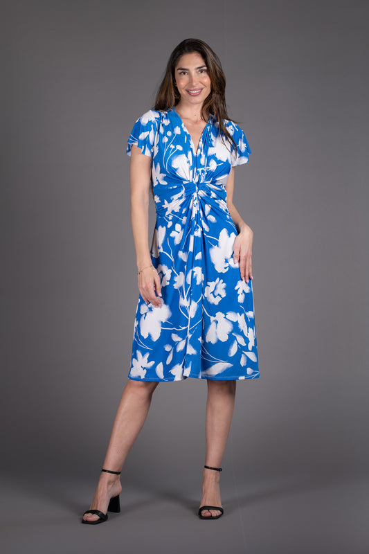 Vestido corto con nudo debajo del pecho estampado nubes