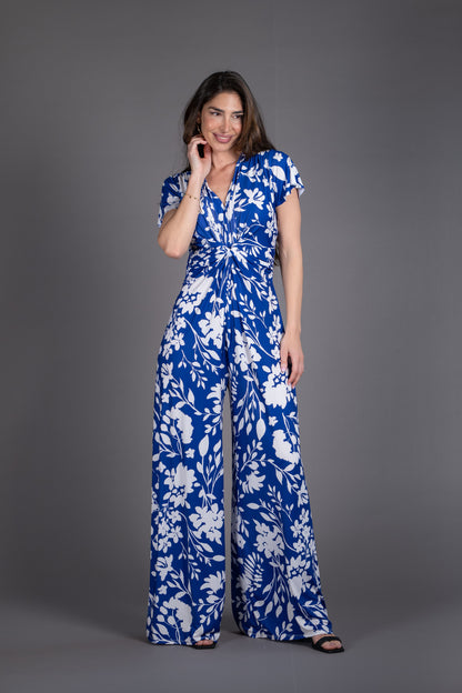 Mono nudo manga corta estampado azul y blanco