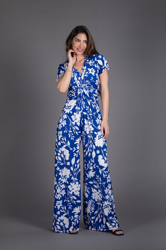 Mono nudo manga corta estampado azul y blanco