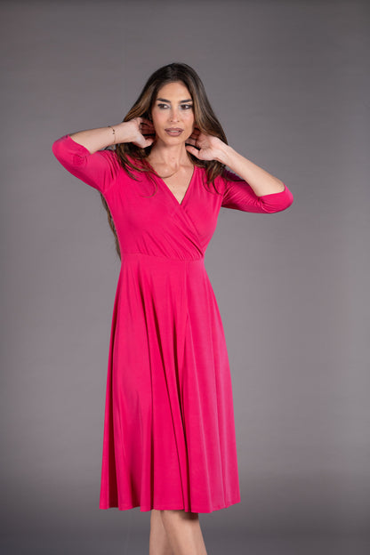 Vestido midi abertura delantera liso fresa