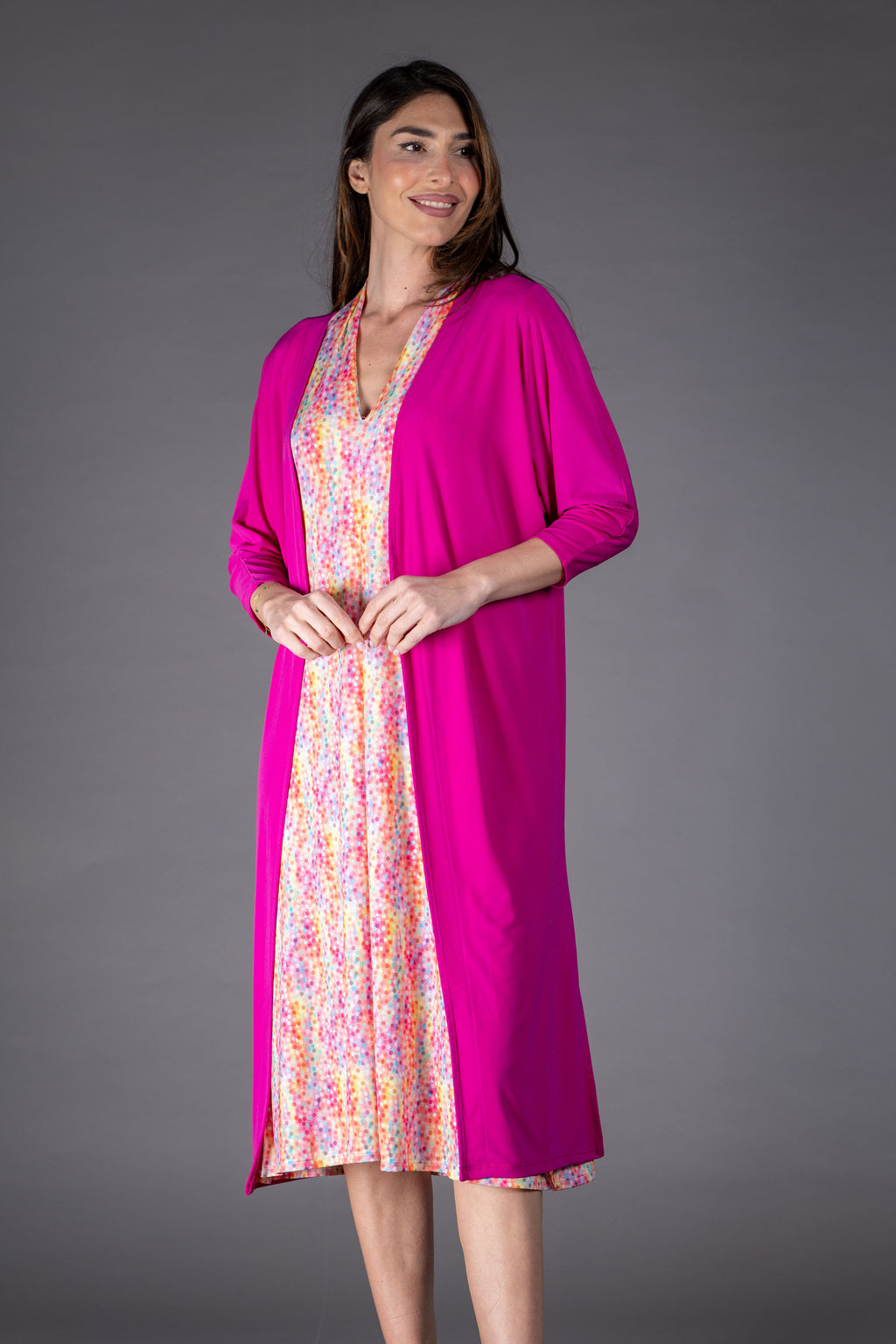 Kimono liso en punto de seda