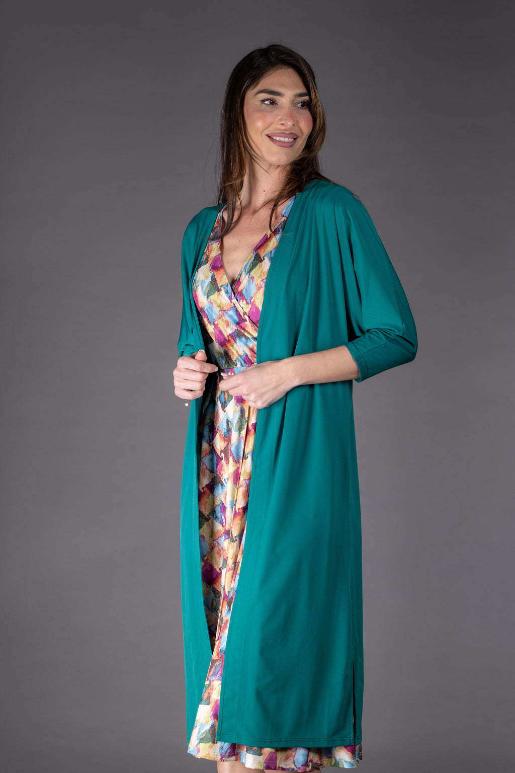 Kimono liso en punto de seda