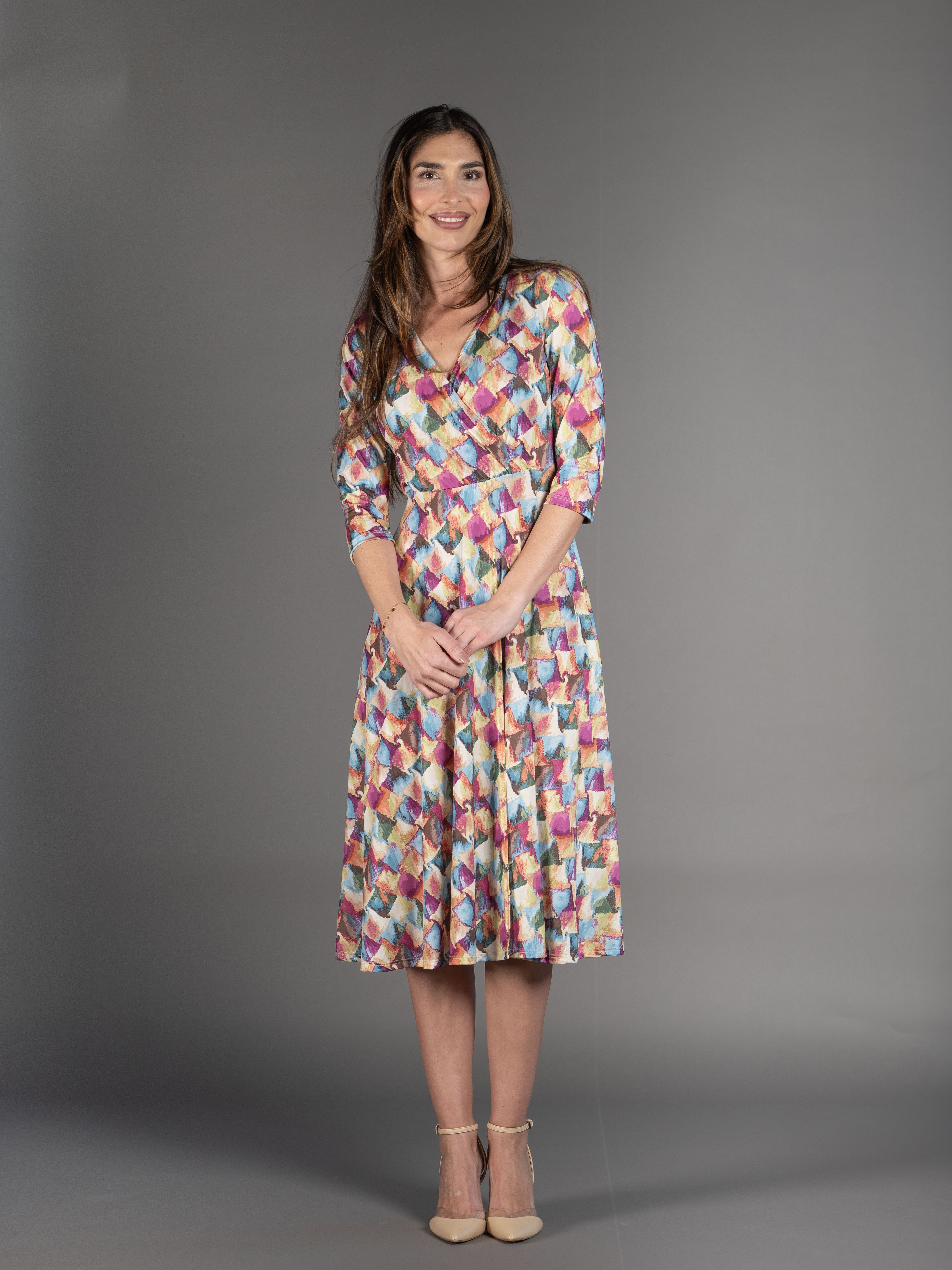 Vestido midi abertura delantera estampado