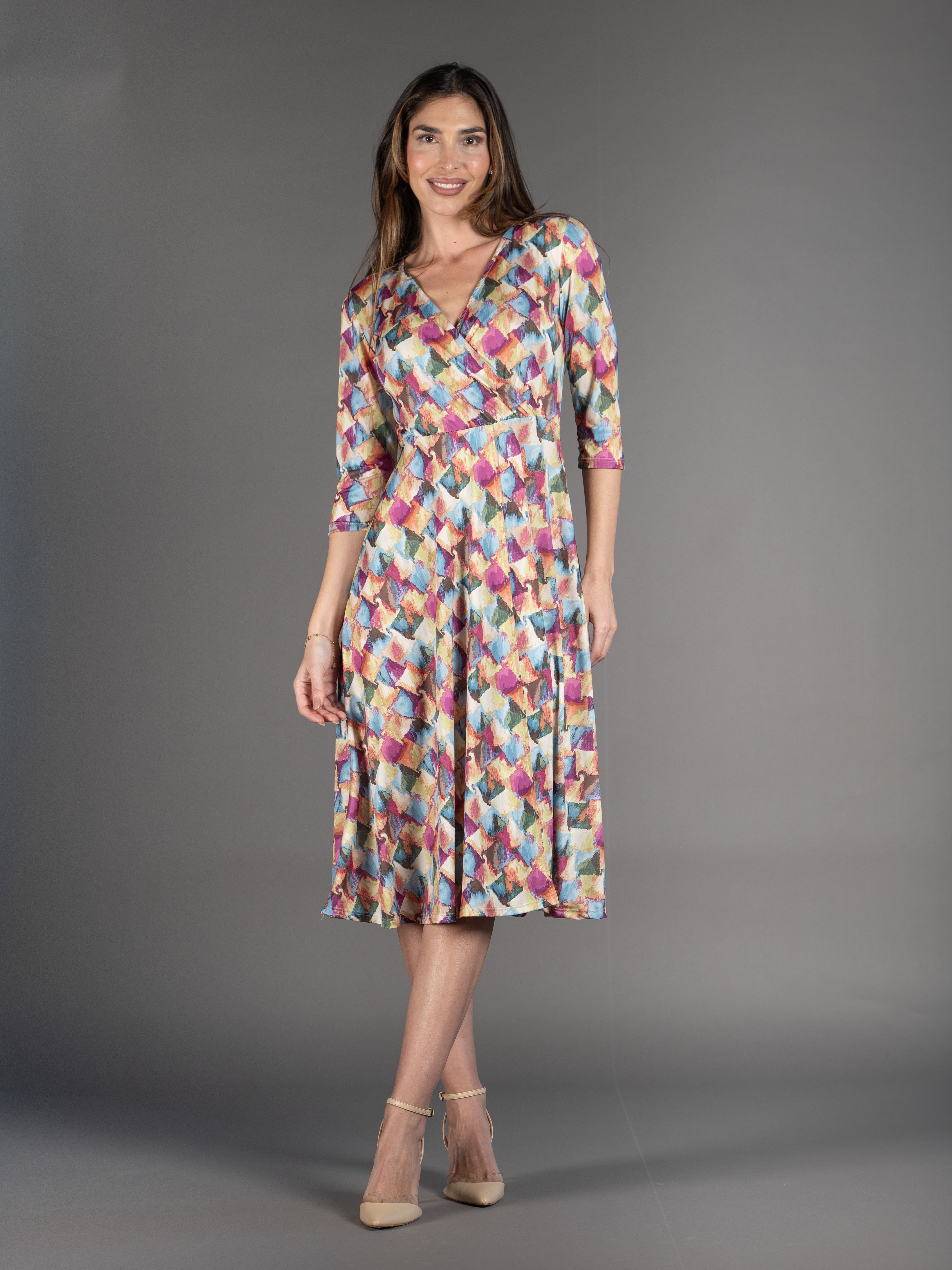 Vestido midi abertura delantera estampado