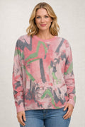 Jersey mujer estampado abstracto rosa. Talla grande