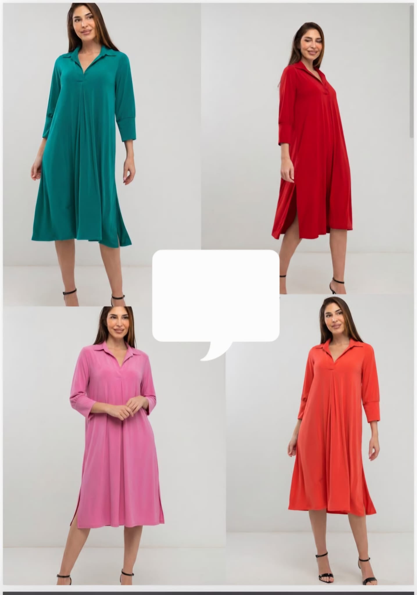Vestido midi de cuello polo liso