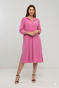Vestido midi de cuello polo liso