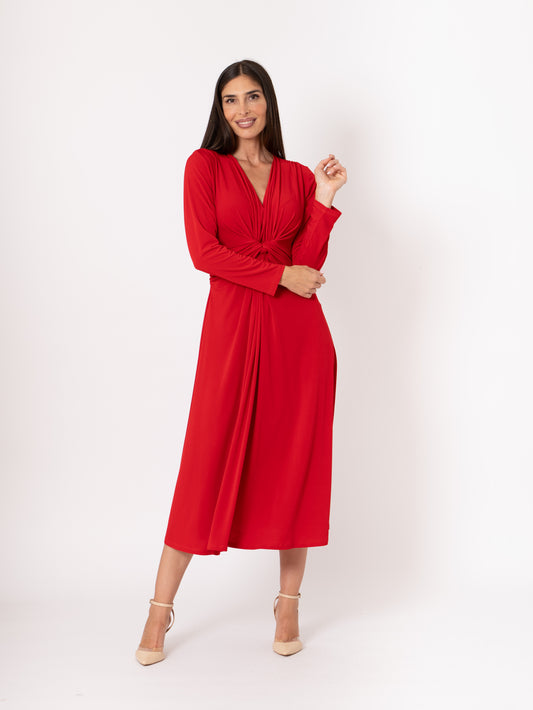 Vestido midi nudo color rojo