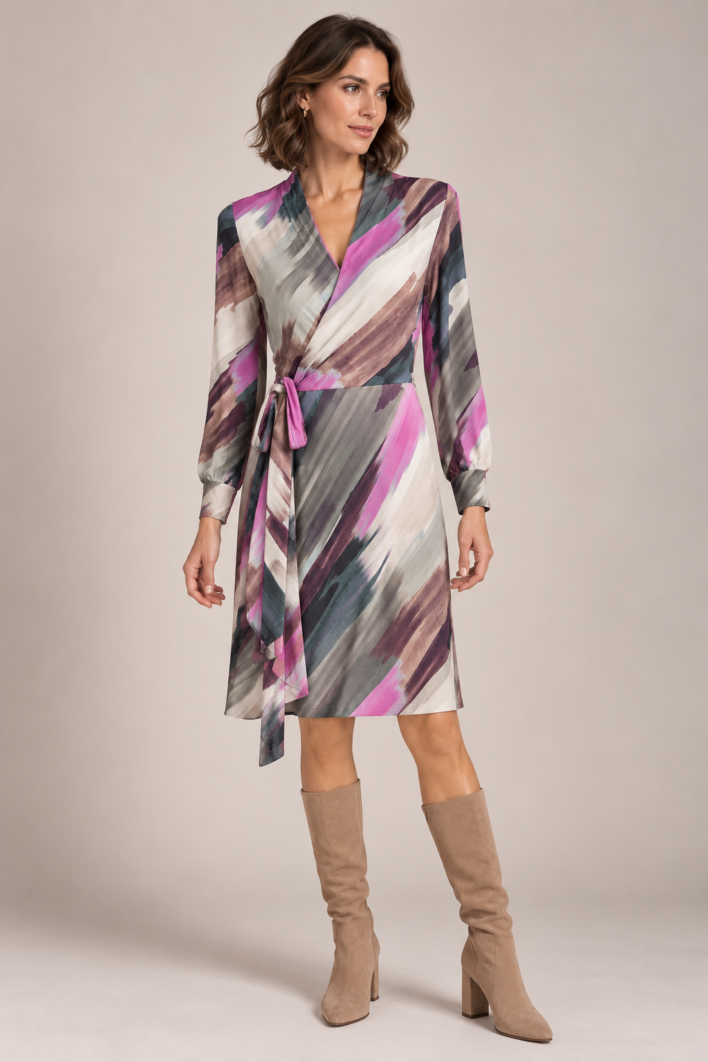 Vestido a la rodilla de falda cruzada