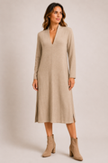 Vestido midi Katy beige de lanita