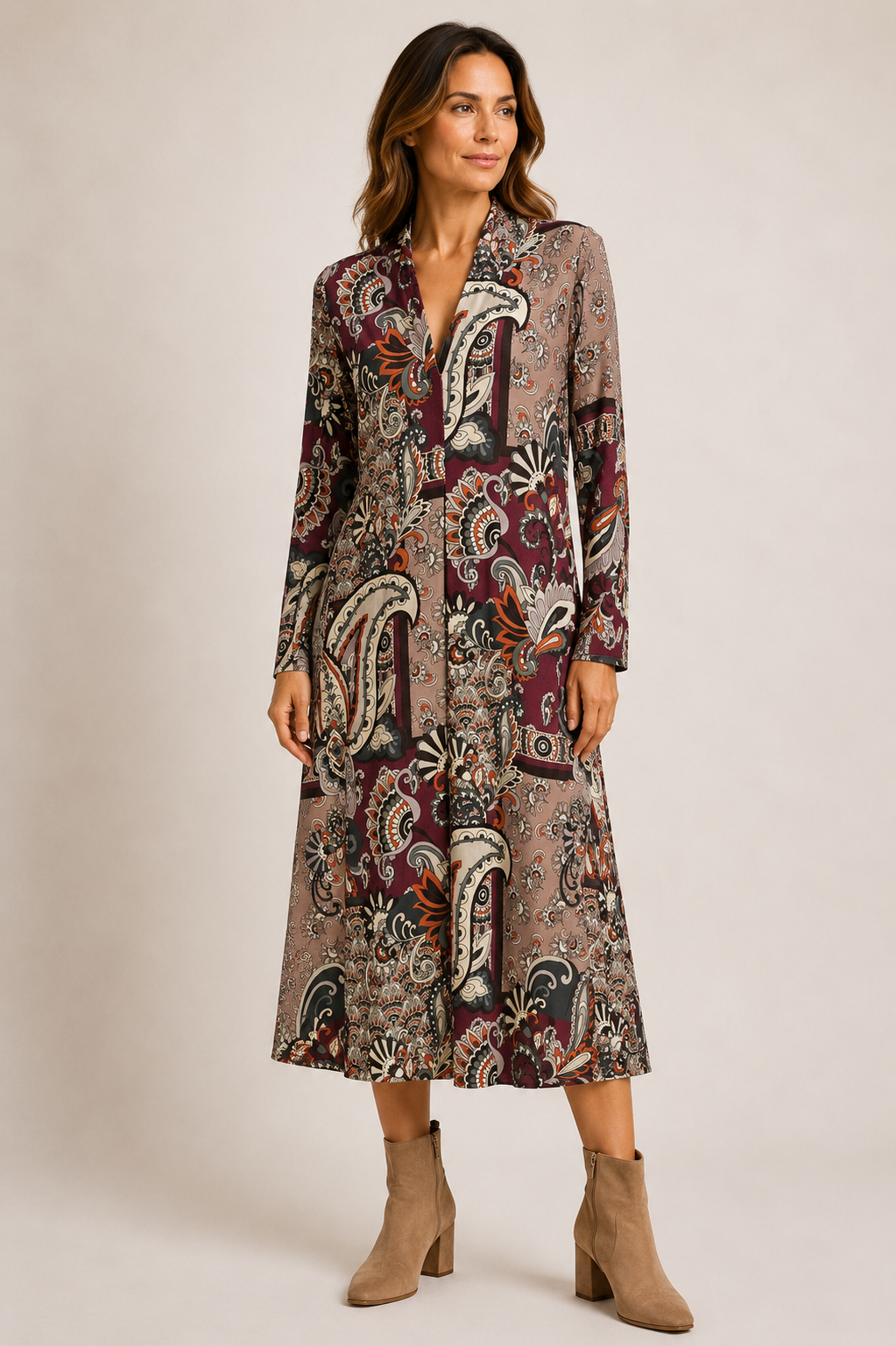 Vestido midi Katy estampado cachemir